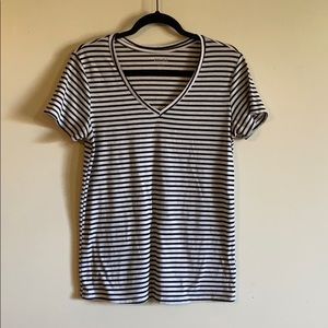 Mudd Striped V-neck Top- size L